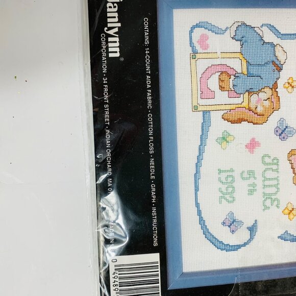 Janlynn Baby Counted Cross Stitch Kit Sleepy Bunnies Birth Announcement Gift - Picture 6 of 9